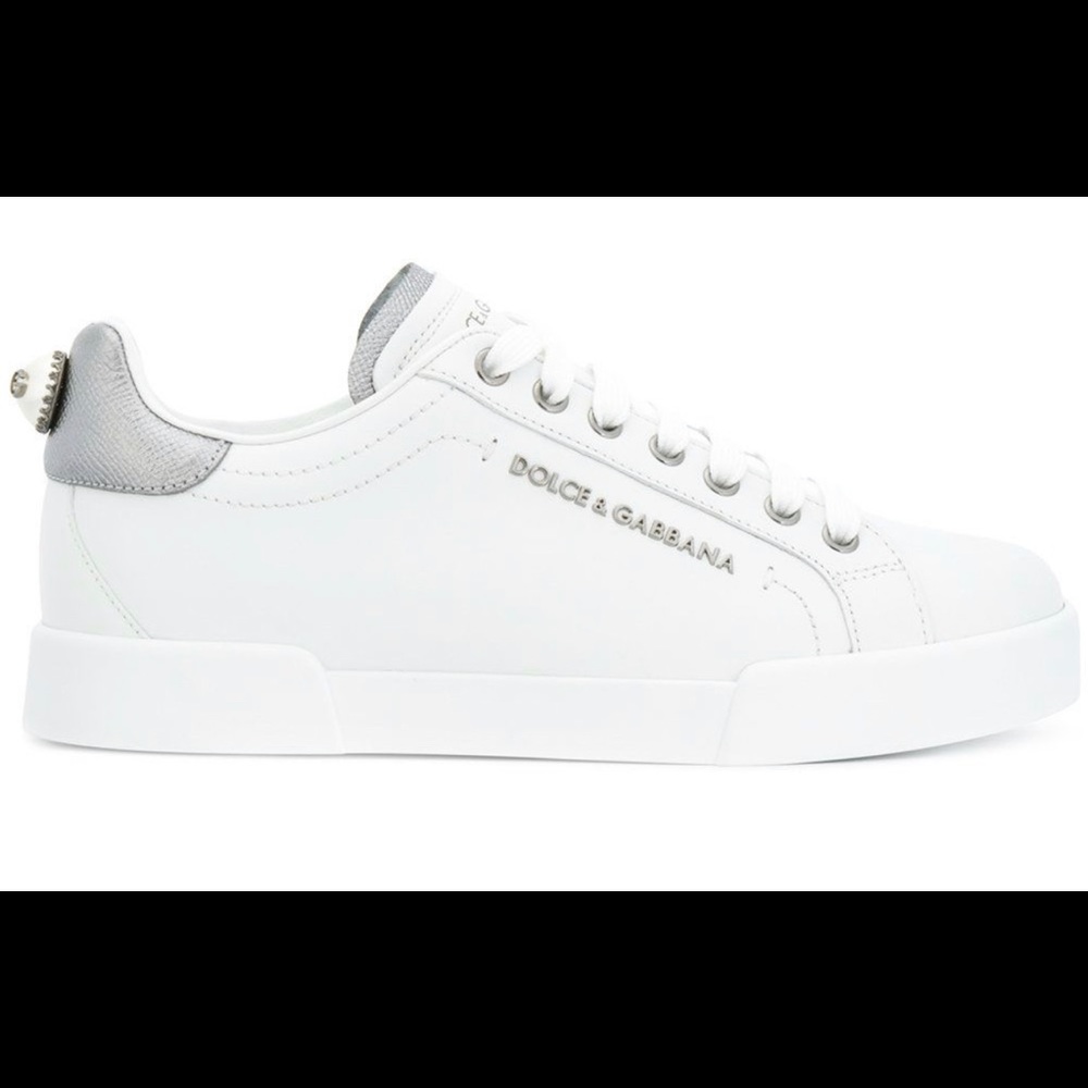 Dolce & Gabbana White Pearl Portofino Sneakers